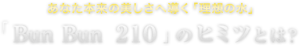 あなた本来の美しさへ導く「理想の水」「 Bun Bun ２１０ 」のヒミツとは？